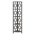 Daphnes Dinnette 62 in. Dark Taupe & Black Metal Corner Etagere Bookcase DA3600149